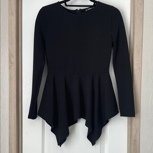 SHEIN Black Long Sleeve Peplum Top